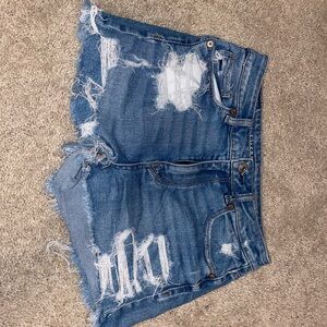 American Eagle Outfitters Blue Distressed Jean Shorts